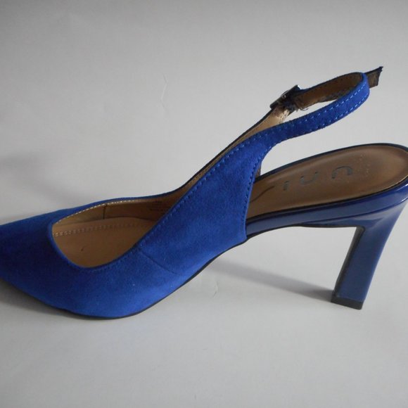 NEW UNISA Blue Velour Fabric Sling back Sandals - Picture 2 of 4